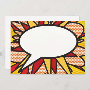Your Message Speech Bubble Fun Retro Comic Book Invitation