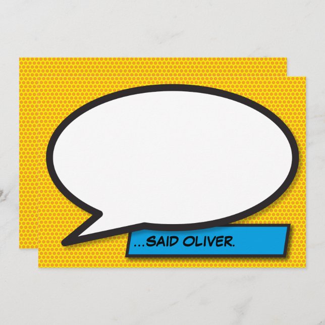 Your Message Speech Bubble Fun Retro Comic Book Invitation (Front/Back)