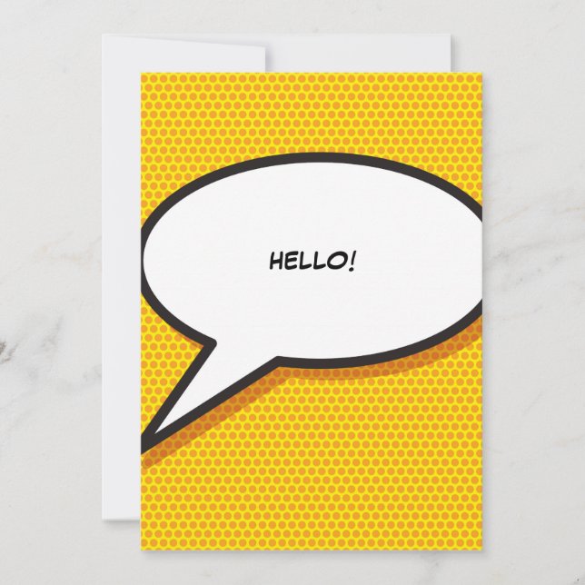 Your Message Speech Bubble Fun Retro Comic Book Invitation (Front)