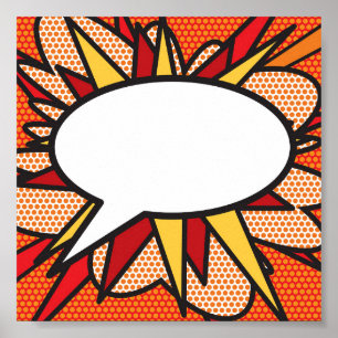 Your Message Speech Bubble Fun Retro Comic Book Poster