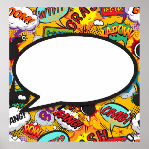Your Message Speech Bubble Fun Retro Comic Book Poster