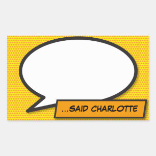 Your Message Speech Bubble Fun Retro Comic Book Rectangular Sticker
