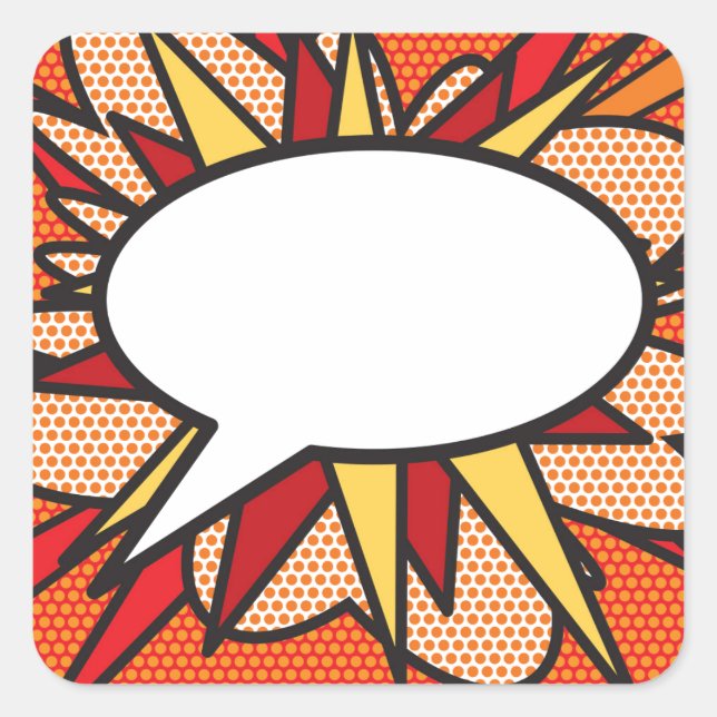 Your Message Speech Bubble Fun Retro Comic Book Square Sticker (Front)