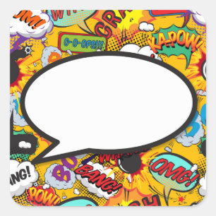 Your Message Speech Bubble Fun Retro Comic Book Square Sticker