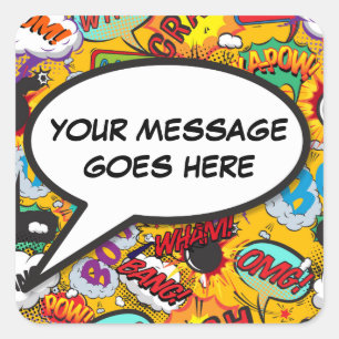 Your Message Speech Bubble Fun Retro Square Sticker