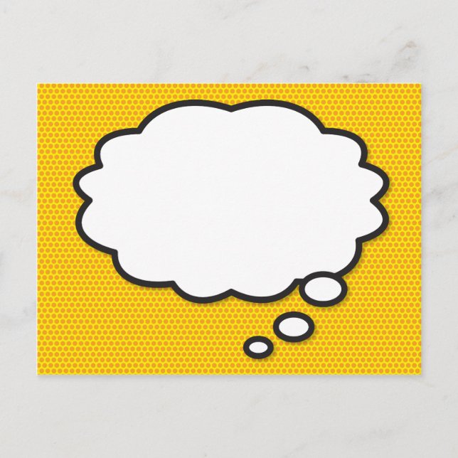 Your Message Think Bubble Fun Retro Comic Book Announcement Postcard (Front)