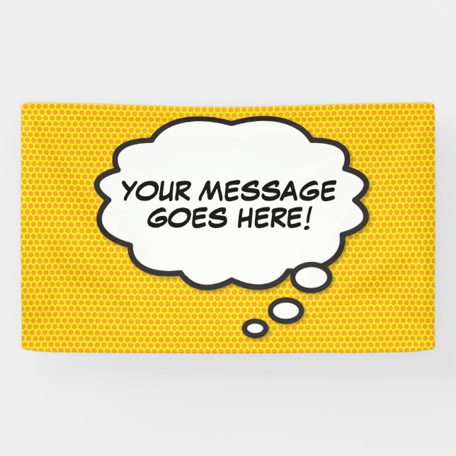 Your Message Think Bubble Fun Retro Comic Book Banner (Horizontal)