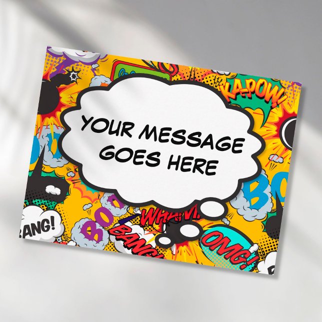 Your Message Thought Bubble Fun Retro Comic Book Postcard (Creator Uploaded)