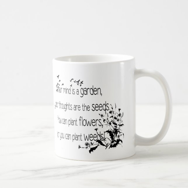 Your Mind is a Garden Inspirational Quote Coffee Mug (Right)