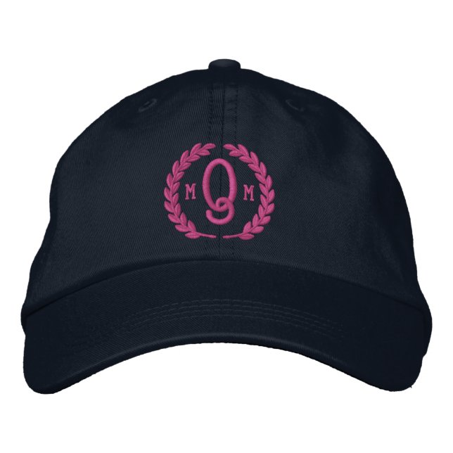 Your Monogram 3 Letters and Laurels Embroidery Embroidered Hat (Front)