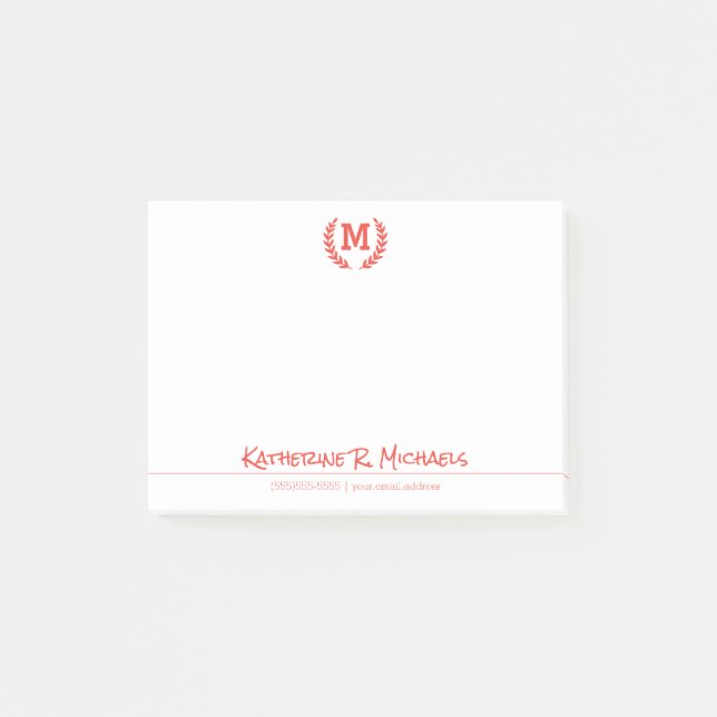 Your Monogram And Information Post-it Notes (Front)