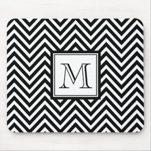 YOUR MONOGRAM, BLACK CHEVRON MOUSE MAT
