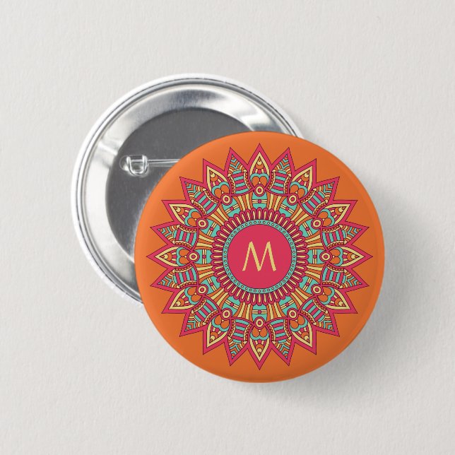 Your Monogram in a Boho Frame buttons (Front & Back)