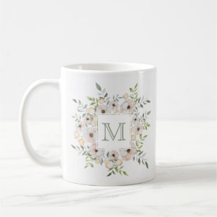 Your Monogram in a Flower Frame Coffee Mug