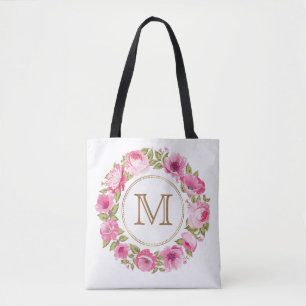 Your Monogram in a Flower Frame custom bags