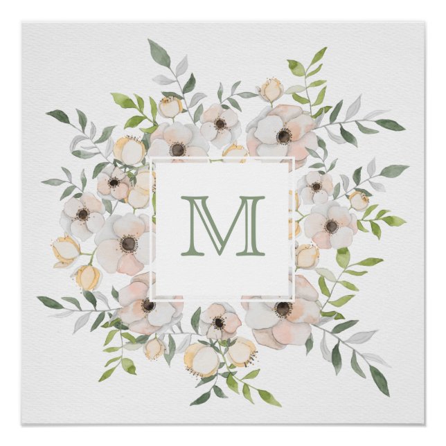 Your Monogram in a Flower Frame custom poster (Front)