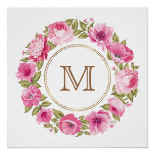 Your Monogram in a Flower Frame custom poster