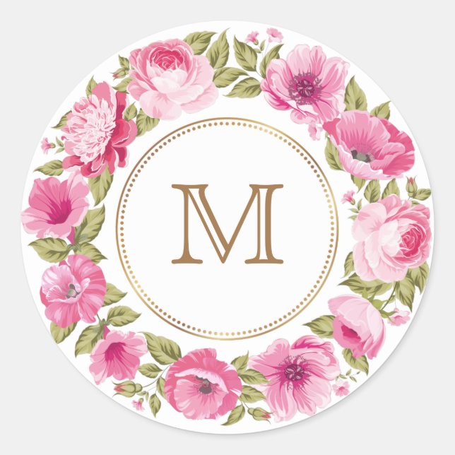 Your Monogram in a Flower Frame stickers (Front)
