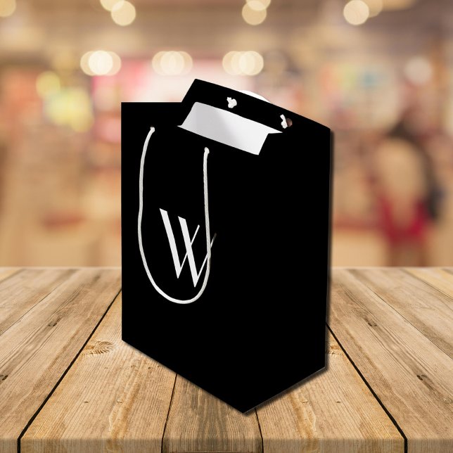 Your monogram in black&white    medium gift bag (Creator Uploaded)