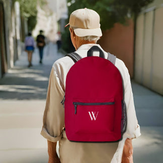 Your monogram in burgundy printed backpack