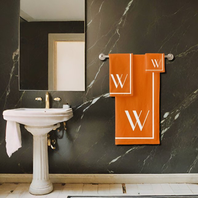 Your monogram in burnt orange  Bath Towel Set (Creator Uploaded)
