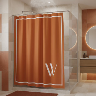 Your monogram in burnt orange shower curtain