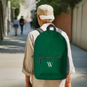Your monogram in dark green printed backpack
