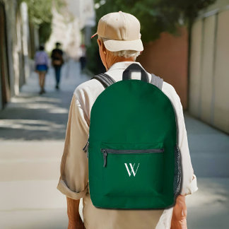 Your monogram in dark green printed backpack