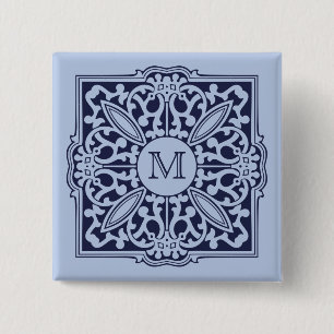 YOUR MONOGRAM in decorative frame custom button