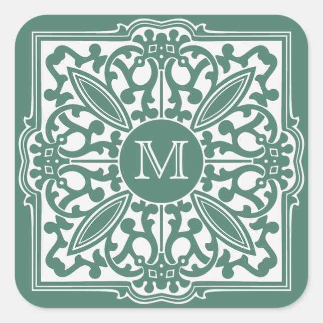 YOUR MONOGRAM in decorative frame custom stickers (Front)