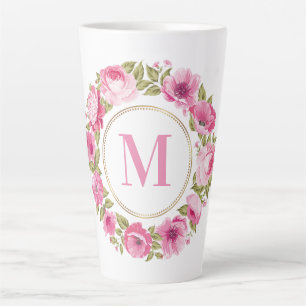 YOUR Monogram in Flower Frame latte mug