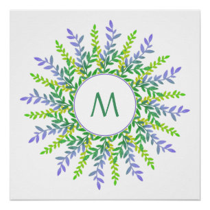 Your Monogram in Leaf Frame custom poster