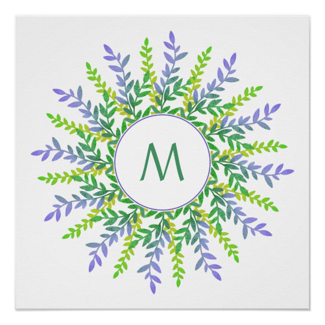Your Monogram in Leaf Frame custom poster (Front)