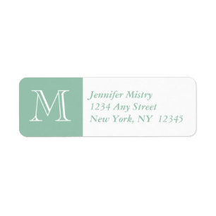 Your Monogram, Jade Green Return Address Label