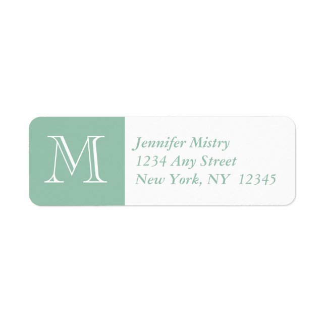 Your Monogram, Jade Green Return Address Label (Front)