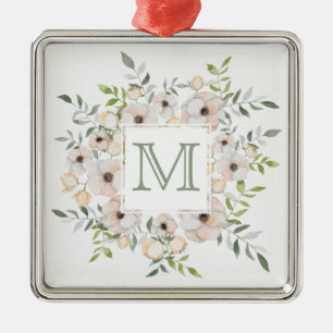 Your Monogram & Name in Flower Frame ornament