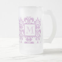 Your Monogram, Purple Damask Pattern 2