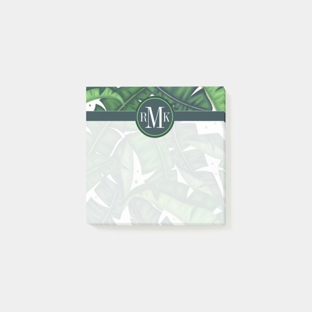 Your Monogram | Tropical Palm Leaves Post-it Notes (Front)