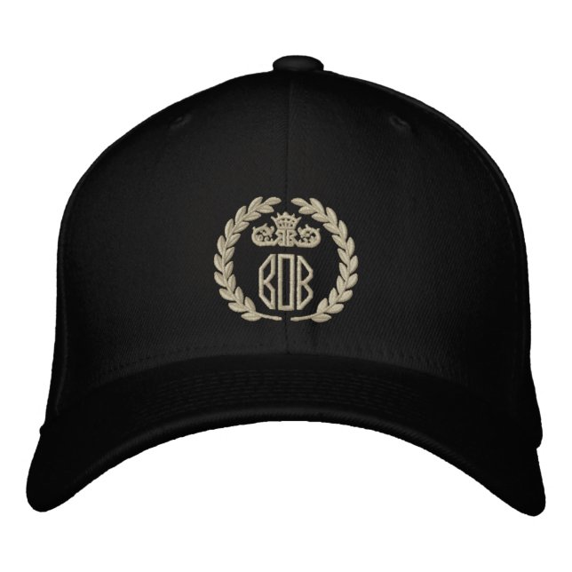 Your Monogram Up to 3 Letters Laurels Embroidery Embroidered Hat (Front)