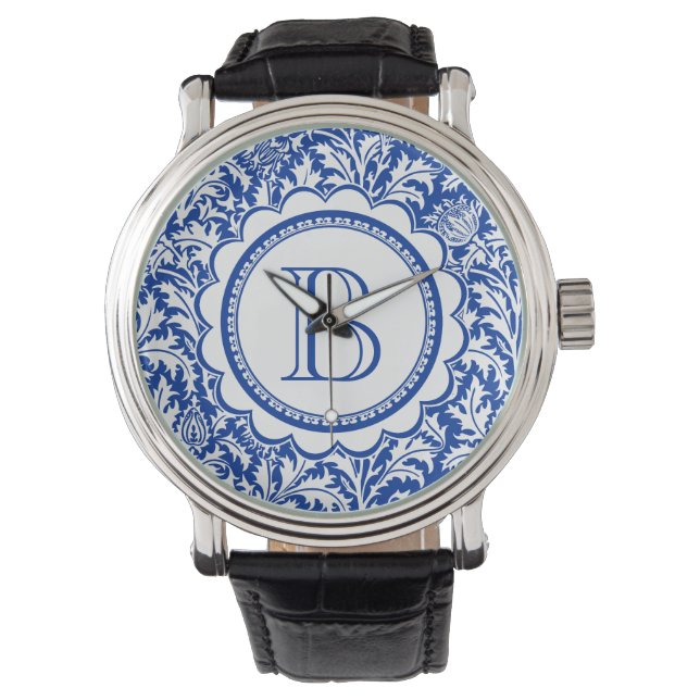 Your Monogram William Morris Blue and White Watch (Front)