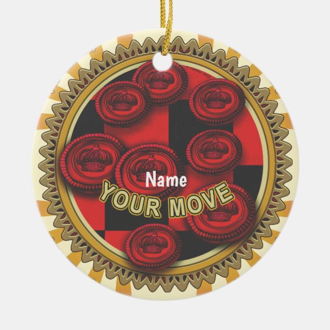 Your Move Checkers  Ceramic Tree Decoration (Front)