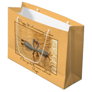 Your Msg Swan Couple at Sunset Animal Photography Large Gift Bag