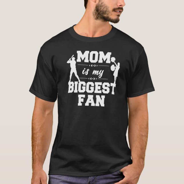 Your Mum Is My Biggest Fan Funny Baseball T-Shirt (Front)