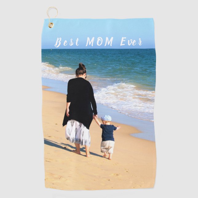 Your Mum Photo Golf Towel Gift with Custom Text (Front)
