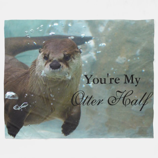 Your my Otter Half Brown River Otter Swimming Fleece Blanket (Front (Horizontal))