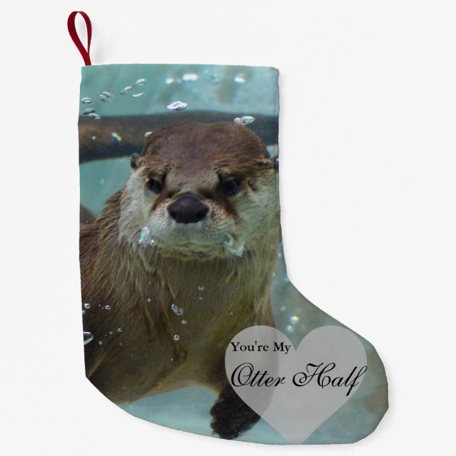 Your my Otter Half Brown River Otter Swimming Small Christmas Stocking (Front)