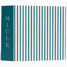 Your Nam Dark Teal Stripe 3 Ring Binder