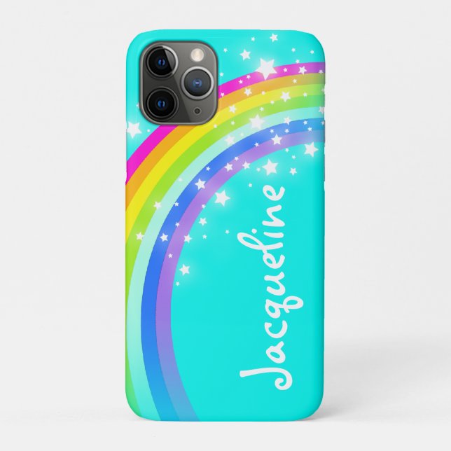Your name 10 letter rainbow aqua ipod case (Back)