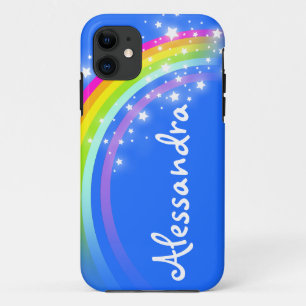 "Your name" (10 letter) rainbow blue iphone case