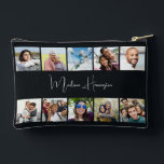 YOUR Name & 10 Photos Custom Accessory Pouch<br><div class="desc">Change the images and the name field to what you want. Further using the editing tool,  you can change the font and its size and colour,  and the background colours of both sides to any colour you wish. See my store for more custom items.</div>